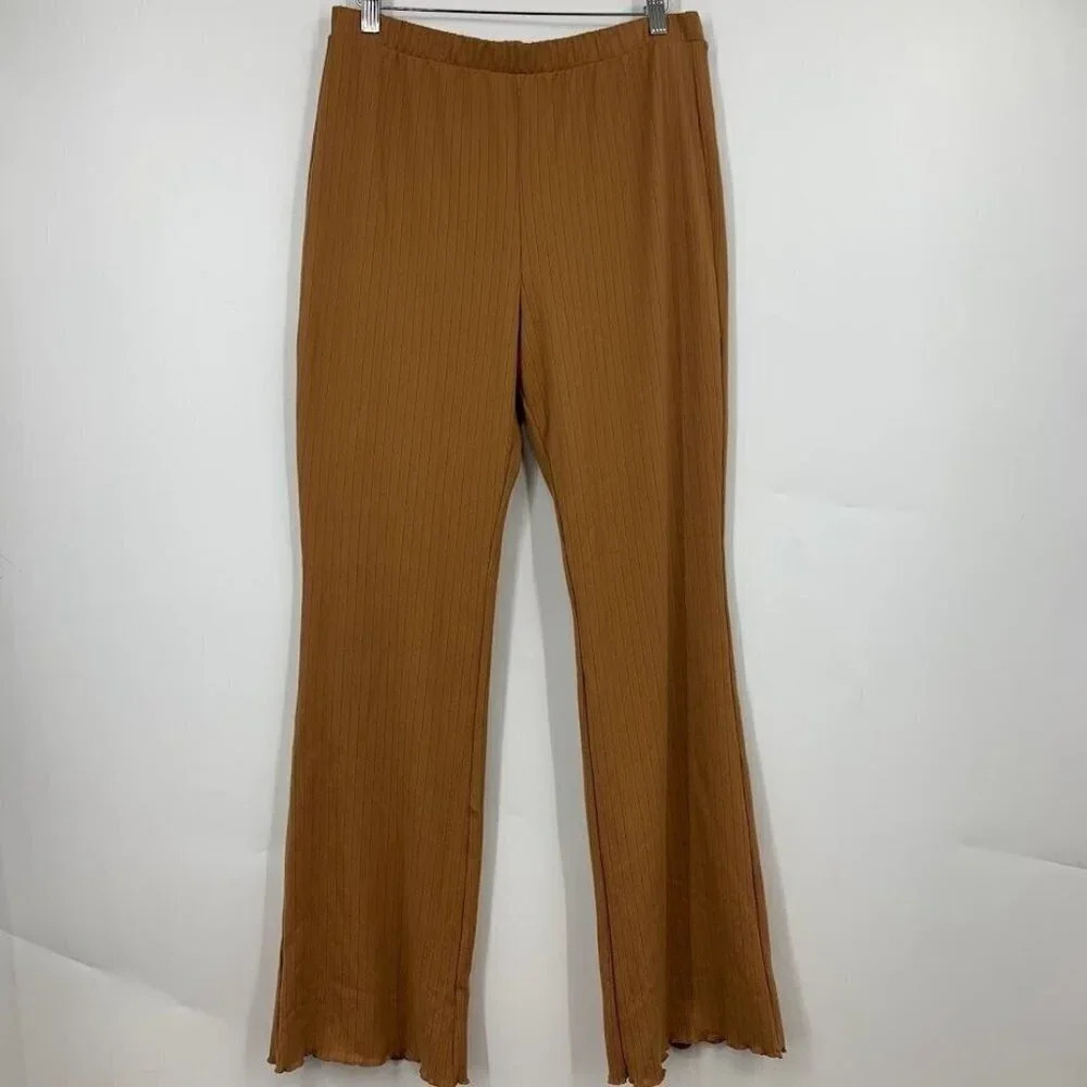 Abound Women's Elastic Waist Ribbed Pull On Leggings in Tan Dale Sz M NWT
